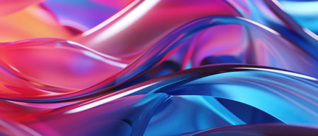 Vibrant dynamic and surreal abstract background with bold color combinations and immersive design. Abstract neon composition exuding energy, featuring captivating wavy patterns and shapes. AI Generativeの素材