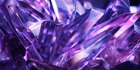 Mesmerizing close-up of shimmering purple crystals. Ethereal glow from radiant purple crystals, showcasing their intricate beauty. AI Generativeの素材