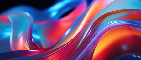 Vibrant dynamic and surreal abstract background with bold color combinations and immersive design. Abstract neon composition exuding energy, featuring captivating wavy patterns and shapes. AI Generativeの素材