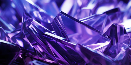 Mesmerizing close-up of shimmering purple crystals. Ethereal glow from radiant purple crystals, showcasing their intricate beauty. AI Generativeの素材