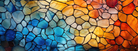 Stained glass window with vibrant colors. Artistic glasswork of light and shadow. AI Generativeの素材