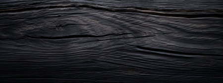 Dark wooden surface. Close-up of black wood texture with a central circle and wavy lines. AI Generativeの素材