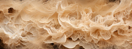Close-up of mycelium texture, intricate fungal threads in natural patterns. Microscopic view of mycelium, symbolizing complex organic growthの素材