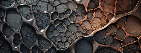 Microscopic steel texture, abstract metallic art. Black abstract, intricate steel close-up.の素材
