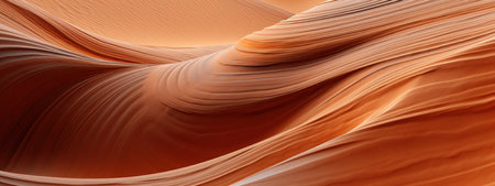 Golden sand dunes with distant cliffs, a serene desert vista.の素材