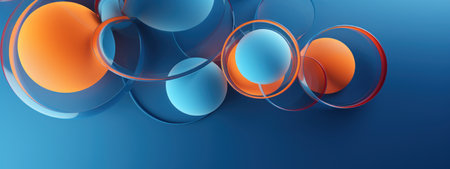 Vibrant blue and orange circles in dynamic pattern abstract art.の素材