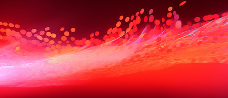 Abstract red design with neon elements, creating a futuristic and energetic backdrop for tech and business concepts.の素材