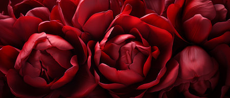 Vibrant red tulips in close-up, showcasing delicate petals and captivating patterns.の素材