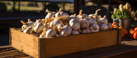 Close-up of garlic bulbs, highlighting their intricate details and earthy hues.の素材
