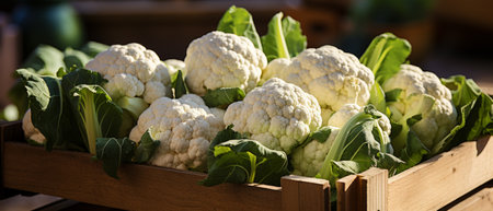 Rustic delicious fresh cauliflowers harvestの素材