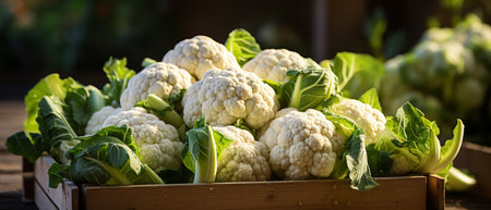 Rustic delicious fresh cauliflowers harvestの素材