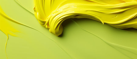 Close-up of the texture and brush strokes in yellow paint, adding depth and dimension.の素材