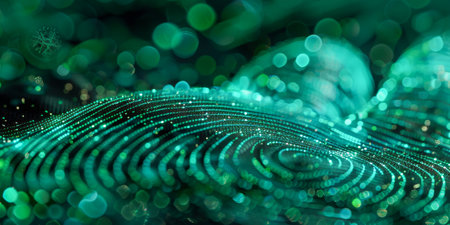 A green wave with a lot of dots on it.の素材