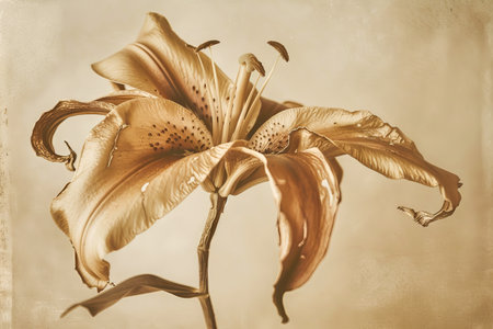 A flower with brown petals and a brown stem.の素材