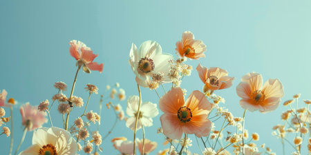 Elegant Summer Blooms Against a Serene Sky.の素材