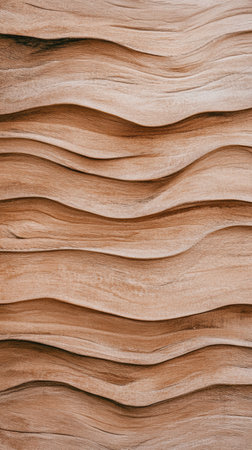 Wooden texture with natural wave patterns and detailed grain for interior design inspiration and artistic backgrounds.の素材