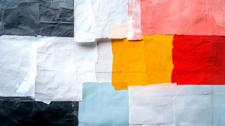 Vibrant Abstract Paper Collage with Bold Geometric Shapes and Textures.の素材