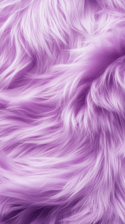 close up of soft, fluffy, long lavender purple fur texture creating a vibrant, cozy background with dynamic flowing strands and tactile visual appeal.の素材