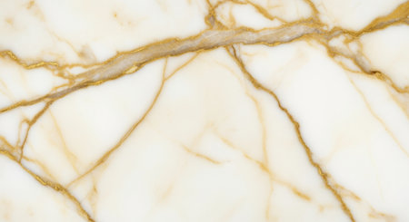 Elegant white marble surface with golden veins creating a luxurious and natural stone pattern.の素材