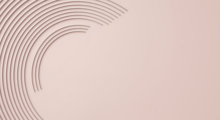 Minimalist abstract background featuring soft curved lines and light beige tones in a modern geometric composition for design.の素材
