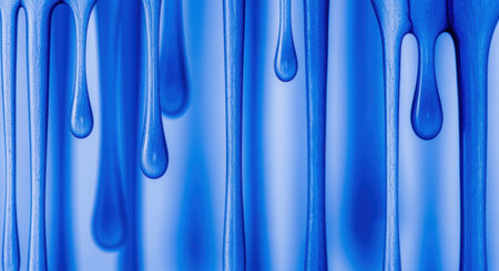 Glossy blue liquid dripping in elongated vertical streaks with smooth, reflective texture and vibrant modern color gradient.の素材