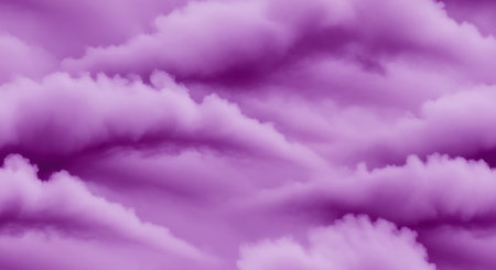 Soft purple clouds drifting in a vibrant sky creating a dreamy and tranquil abstract atmosphere with gentle, flowing textures.の素材