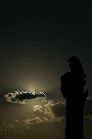 marble pillar ,sun , cloudの写真素材
