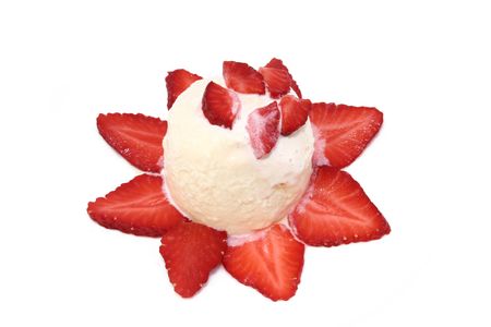 strawberry and vanilla ice creamの写真素材