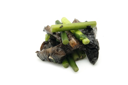 garlic stem and mushroomの写真素材