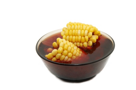 beet root soup with cornの写真素材