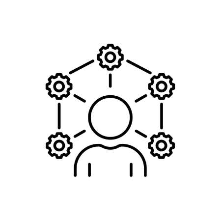 Ability Line Icon. Job Employee Training Talent Skill Linear Pictogram. Capability Social Increase Expertise Outline Icon. Management Efficiency. Editable Stroke. Isolated Vector Illustrationのイラスト素材