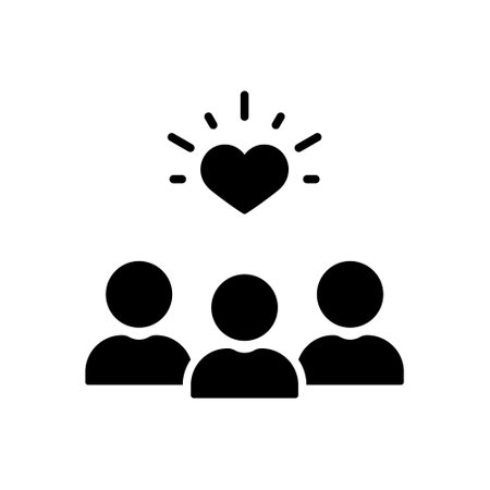 Employee Retention Work Care Silhouette Icon. Customer Loyalty Program Black Icon Heart Symbol....