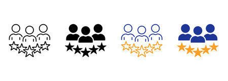 Experience Qualification Team Silhouette and Line Icon. Satisfaction User Customer Service Review...