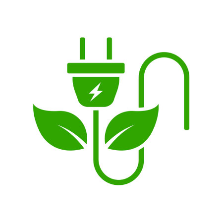 Electric Plug Green Energy Silhouette Icon. Renewable Ecology Sustainable Technology Icon. Eco...