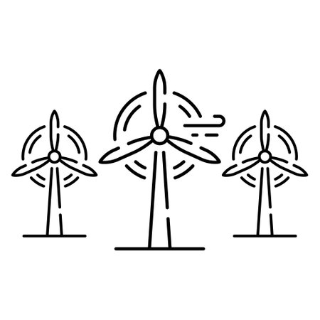 Wind Green Energy Line Icon. Ecology Renewable Power Generation Farm Linear Pictogram. Ecological Windmill Outline Icon. Eco Wind Turbine. Editable Stroke. Isolated Vector Illustrationのイラスト素材