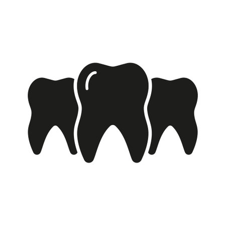 Healthy Teeth Set Silhouette Icon. Three Molar Dent Glyph Pictogram. Dental Treatment Solid Sign. Mouth Health. Oral Medicine. Dentistry Symbol. Orthodontic Healthcare. Isolated Vector Illustrationのイラスト素材