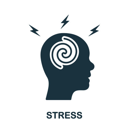 Stressed Exhausted Brain and Human Head, Migraine Silhouette Icon. Stress, Dizzy, Headache, Anxiety Glyph Pictogram. Tension Solid Sign. Depression and Cephalalgia. Isolated Vector Illustrationのイラスト素材