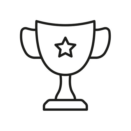 Goblet Line Icon. Trophy Cup for Winner Success in Contest Linear Pictogram. Award in Sport Championship Outline Sign. Leadership, Champion Symbol. Editable Stroke. Isolated Vector Illustrationのイラスト素材