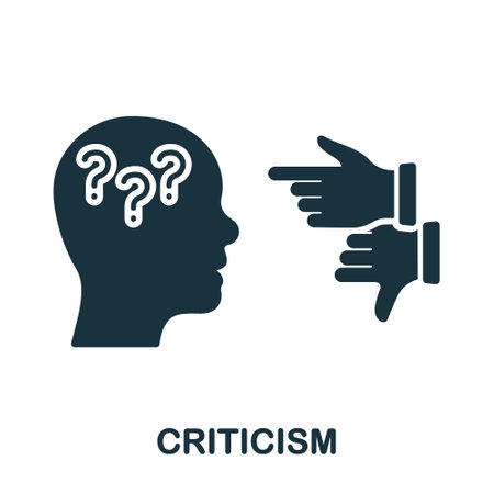 Criticism Silhouette Icon. Frustrated Human, Angry Swear and Complain Glyph Pictogram. Critic Thinking Solid Sign. Intellectual Process, Critical Review Symbol. Isolated Vector Illustrationのイラスト素材