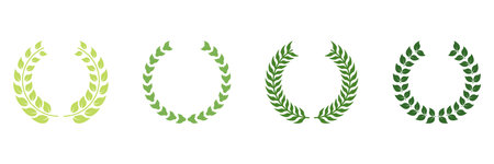Wreath Laurel, Olive Leaves Trophy. Laurel Wreath Award Green Silhouette Icon. Circle Branch with Leaf Victory Emblem for Winner Pictogram. Vintage Champion Prize Symbol. Isolated Vector Illustrationのイラスト素材