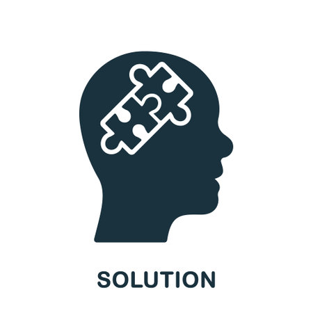 Creation Idea, Persons Brain and Jigsaw Pieces Glyph Pictogram. Puzzle in Human Head Solution Concept Silhouette Icon. Brainstorm Intellectual Process Solid Symbol. Isolated Vector Illustrationのイラスト素材