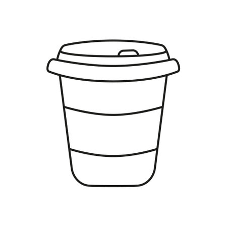 Takeaway Coffee Cup Line Icon. Disposable Cup with Lid Outline Symbol. Editable Stroke. Isolated Vector Illustrationのイラスト素材