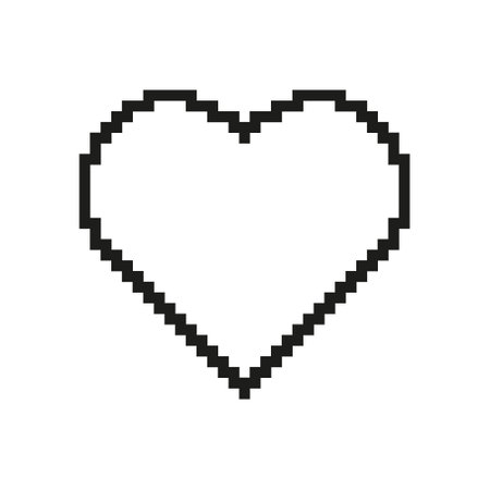 Heart Pixelated Icon. Pixel Art Depiction of Love and Affection. Symbol of Care and Passion. Isolated Vector Illustrationのイラスト素材