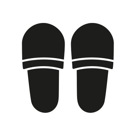 Comfortable Slippers Silhouette Icon. Indoor Shoes For Rest And Relaxation Glyph Symbol. Isolated Vector Illustrationのイラスト素材