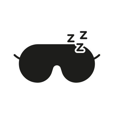 Sleep Mask With ZZZ Silhouette Icon. Eye Mask For Sleeping Glyph Symbol. Restful Sleep Accessory. Isolated Vector Illustrationのイラスト素材