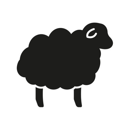 Sheep Silhouette Icon For Sleeping And Relaxation. Counting Sheep For Sleep Glyph Symbol. Isolated Vector Illustrationのイラスト素材