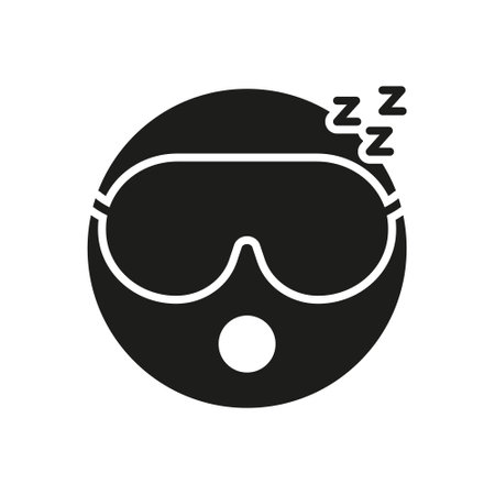 Sleeping Face With Eye Mask And ZZZ Silhouette Icon. Relaxing Sleep Symbol With Eyewear Glyph Symbol. Relaxation And Rest Concept. Isolated Vector Illustrationのイラスト素材