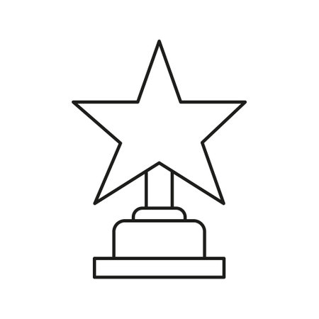 Star Trophy Award Line Icon. Achievement Recognition, Excellence, And Success Symbol. Celebratory Prize, Honor, And Accomplishment Representation. Editable Stroke. Isolated Vector Illustrationのイラスト素材