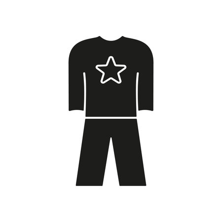 Clothing With Star Design Solid Icon. Fashionable Outfit, Casual Wear, And Style Representation Silhouette Symbol. Apparel And Trendy Clothing. Isolated Vector Illustrationのイラスト素材