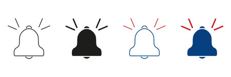 Notification Bell Line And Solid Icon Set. Alert And Reminder Symbol Collection. Alarm,...